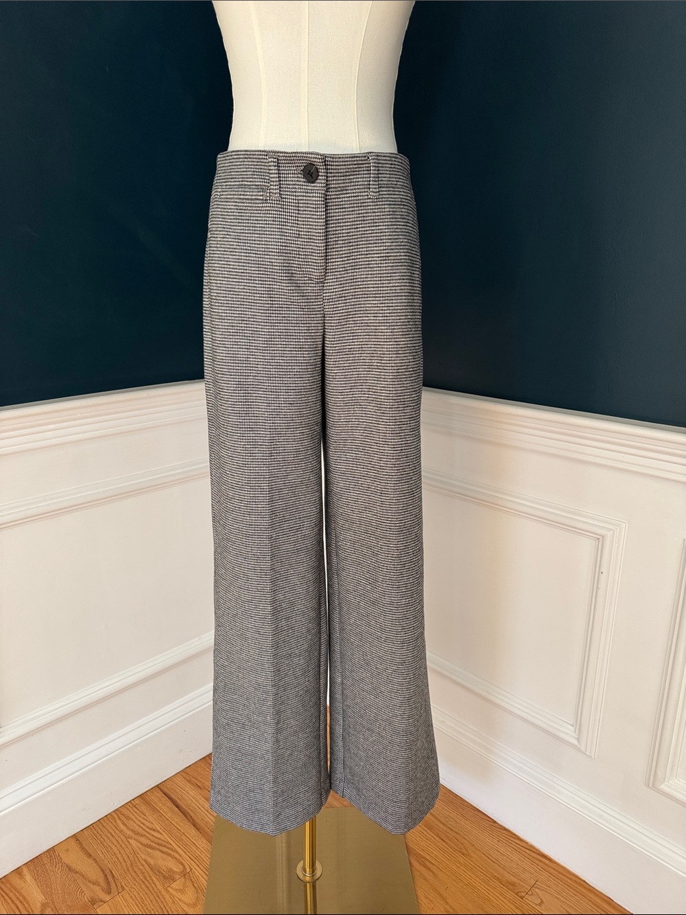 Rachel Zoe High-Rise Wide-Leg Houndstooth Dress Pants
